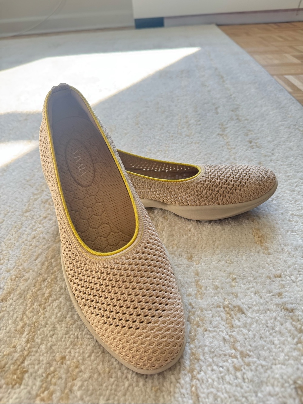 VIVAIA Beige Knit Ballet Flats Comfort Walking Shoes EU 39